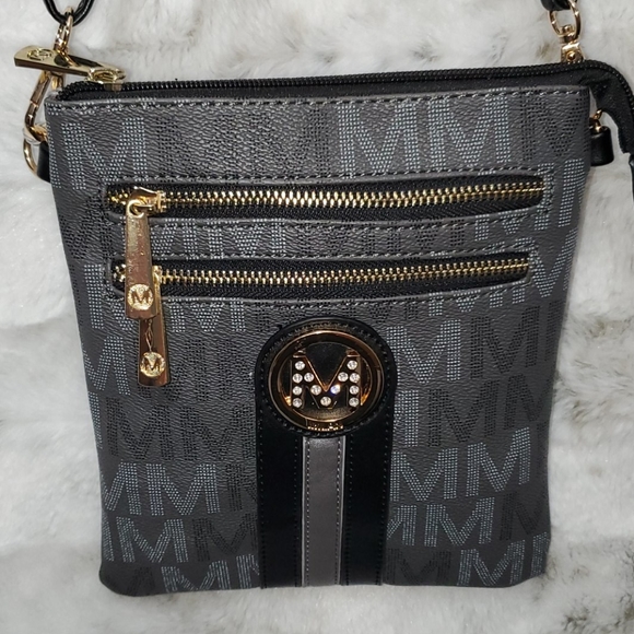 Milan messenger Handbags - Gray with 2 shades of gray Ms crossbody pu…